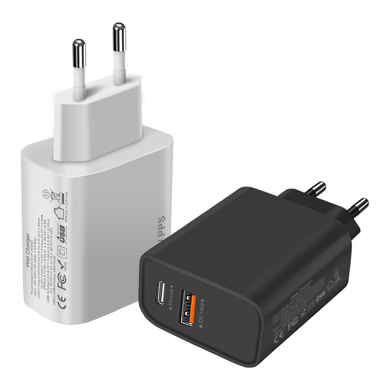 45W European Standard Charger Is Suitable for Samsung S22s21s20note10 Apple 15 Fast Charging Ac Charging Head