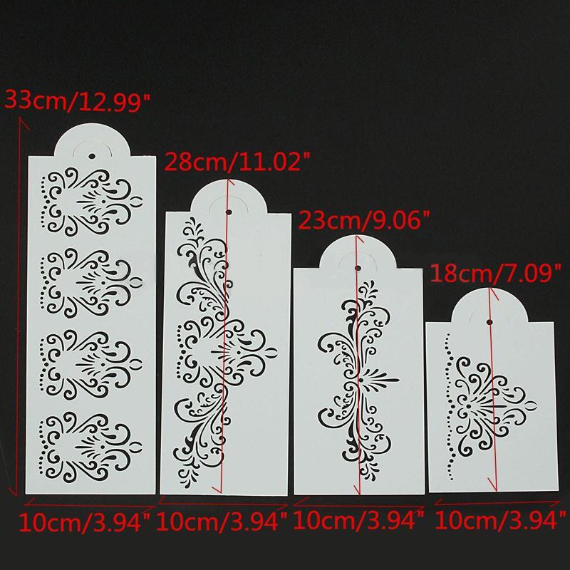 4 шт. Кружевные цветы свадебный торт трафарет набор помадка боковая форма украшение DIY инструмент