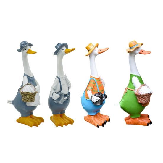 Статуэтка утки из смолы, садовый декор, статуэтка утки, расписанная вручную мультяшная утка в человеческом костюме