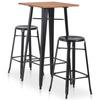 VidaXL Bar Furniture 3 Pcs Steel Black