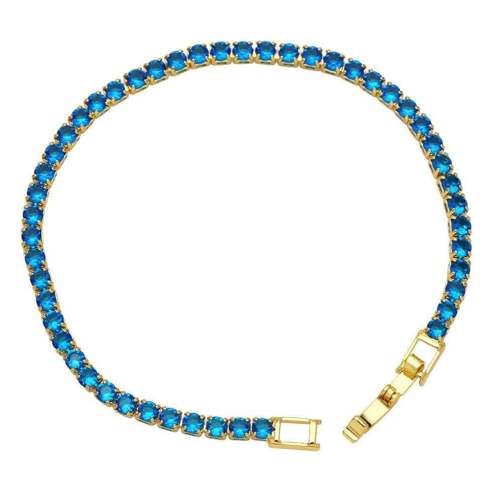 Charm Female Pink Blue Red Green Rainbow Blue Zircon Stone Round Bracelet Gold Color Wedding Jewelry For Women