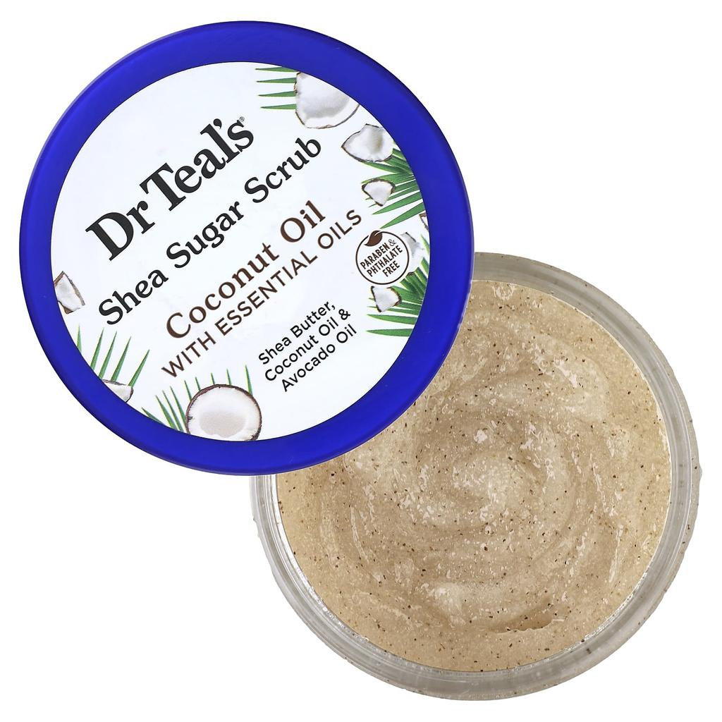 Dr. Teal's Shea Sugar Scrub, Coconut Oil and Essential Oils, 19 Oz (538 G)
