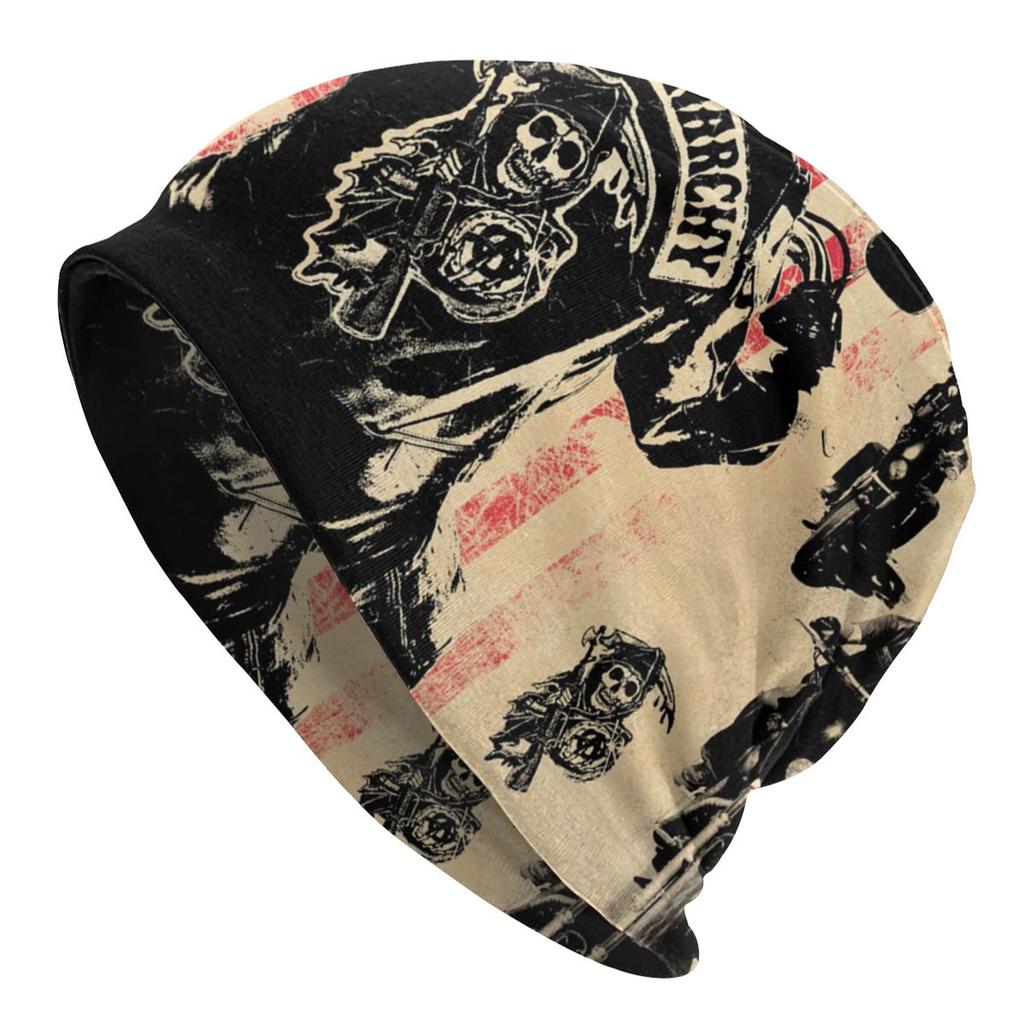 Хардкорная кепка в стиле панк-рок «Сыны анархии», крутая женская шапка унисекс, уличная шапка Skullies, весенняя теплая вязаная шапка двойного назначения