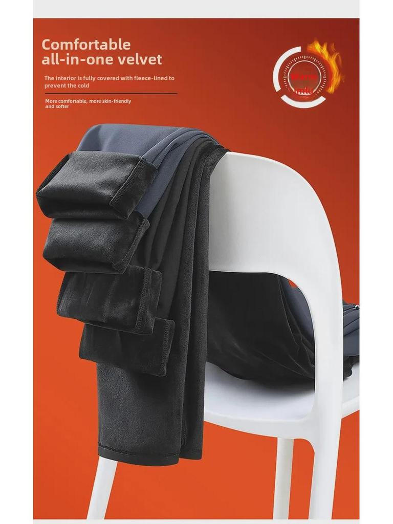 Men's Winter Windproof Waterproof Fleece Sports Pants - Thick, Solid Color, All-Match, Large Size