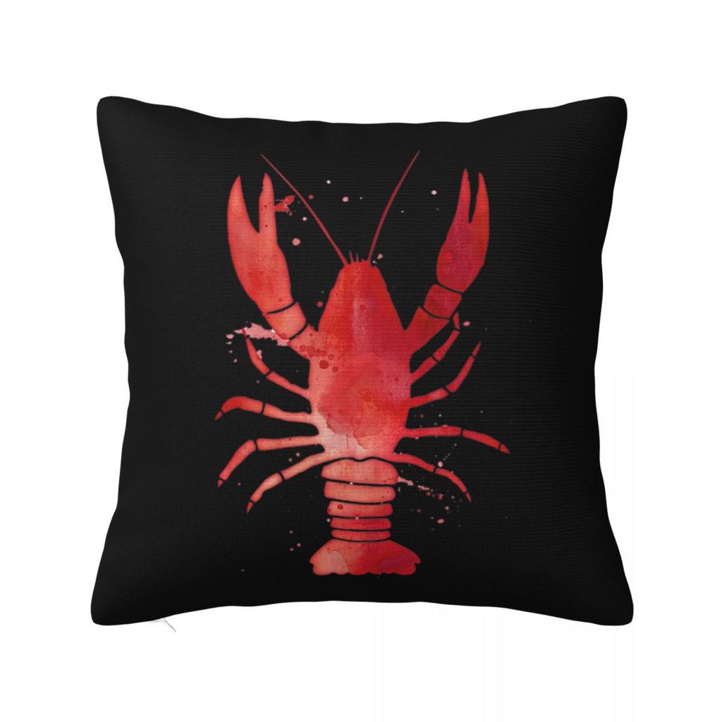Watercolor Red Lobster Square Pillowcase Pillow Cover Polyester Cushion Decor Comfort Throw Pillow for Home Sofa