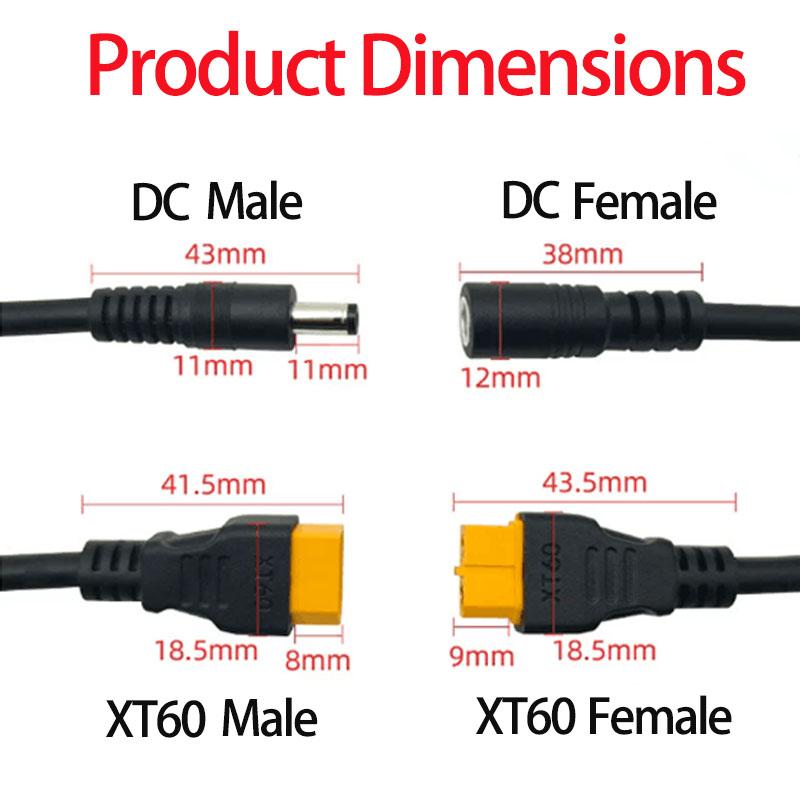 1PCModel Airplane Players XT60 Male And Female to DC5521/5.5*2.5mm Male And Female Head 1.5AWG 15ft/0.3M Adapter Cable Essential