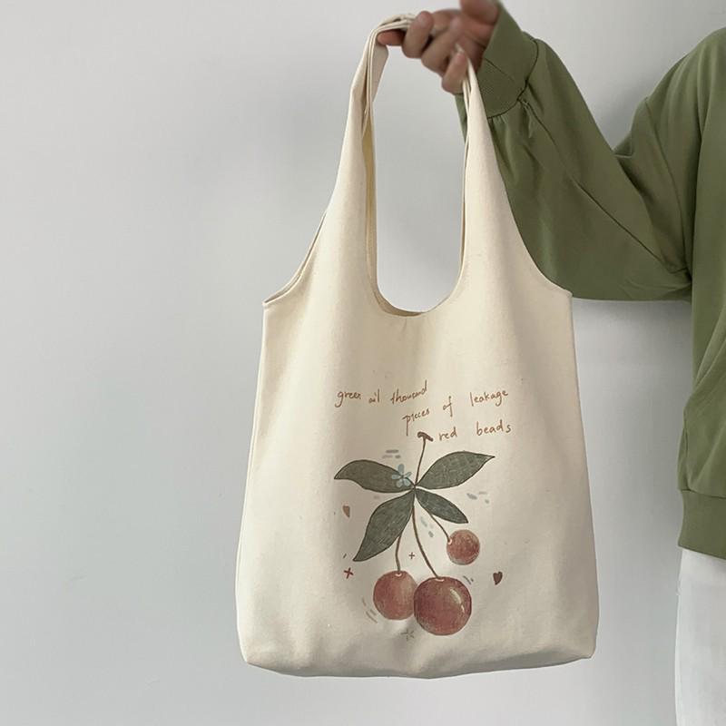Japanese and Korean Style Canvas Tote Bag - Women's Large Capacity Summer Shoulder Bag for School or Tutoring