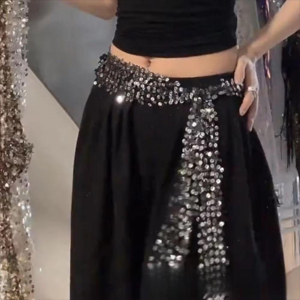 Adjustable Belly Dance Belt Handmade Sequin Waist Chain Belly Dance Accessories