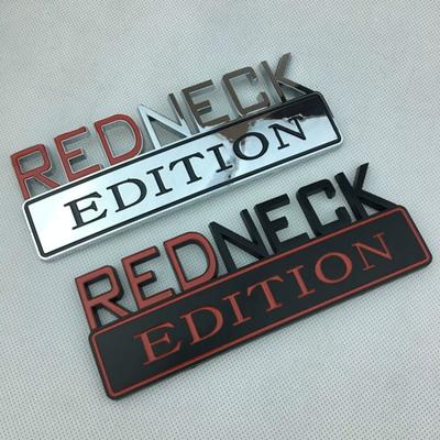 1 шт., эмблема автомобиля Redneck EDITION, хромированный значок, 3D наклейка, наклейка для For-d F-150 F250 F350 Che-vrolet Silverado Dodg-e RA-M 1500 (Красный/черный)