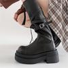 Black Retro British Style Thick Heel Platform Boots Women's 2025 New Spring and Autumn Season Height Increase and Thin Knight Boots