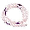 Natural Rose Quartz Amethyst Gemstone Mix Shape Smooth Beads Necklace 17" UB3074 UB-3074