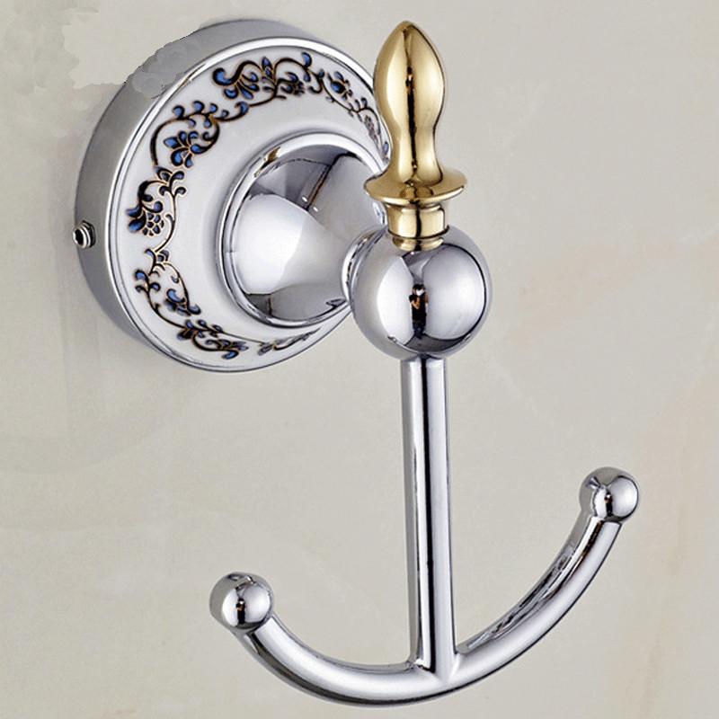 Металлические хромированные серебристые крючки для халатов, вешалки для одежды и полотенец, крючки для пальто, настенные крючки, керамические аксессуары для ванной комнаты, держатель для полотенец ST-66701