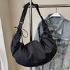 Commuter Crossbody Bag Pleated Pendant with Crescent Vagrant Bag Shoulder Bag Women's Nylon Fabric Dumpling Bag Large Capacity Crescent Bag