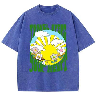 Женская хлопковая футболка Harajuku с принтом Travel Opens Your Heart, модные уличные топы, повседневная женская одежда с круглым вырезом