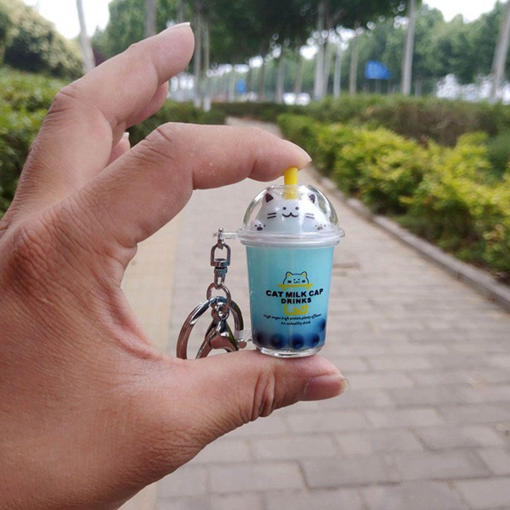Молочный чай акриловый кулон милый кот плавающая чашка ювелирные изделия брелок модные аксессуары брелок