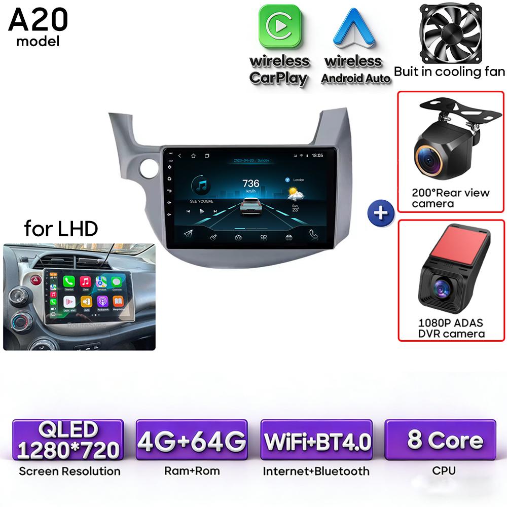 Android 16 pour Honda Jazz 2 GG 2008 - 2014 Fit 2 GE GP GE 2007 - 2014 Autoradio Lecteur multimédia vidéo GPS Navigation CarPlay