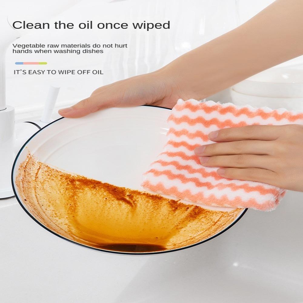Thickened Cationic Dishcloth Coral Fleece Cleaning Cloth New Dishwashing Towel  Kitchen