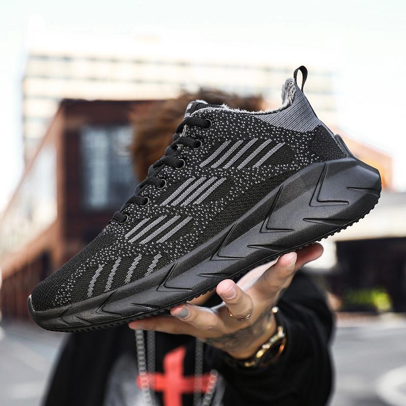 Зимние мужские кроссовки большого размера, модные, плюшевые, теплые, с подкладкой, мужские кроссовки для активного отдыха, супер легкие, мягкие, удобные