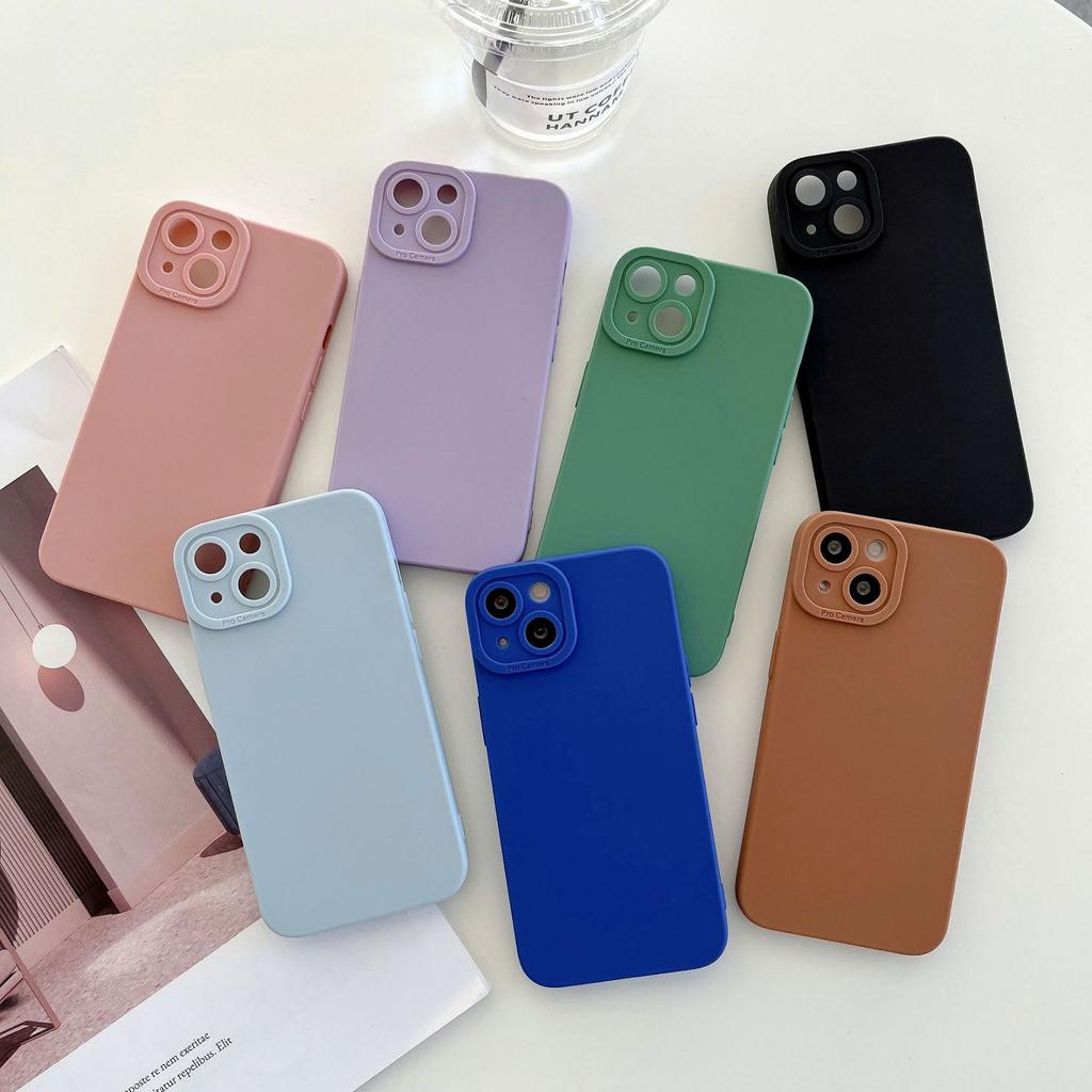 Liquid Silicone Phone Case For Iphone 14 13 12 11 Pro X Xr Xs Max Straight Edge Soft Leather Protective Back Cover