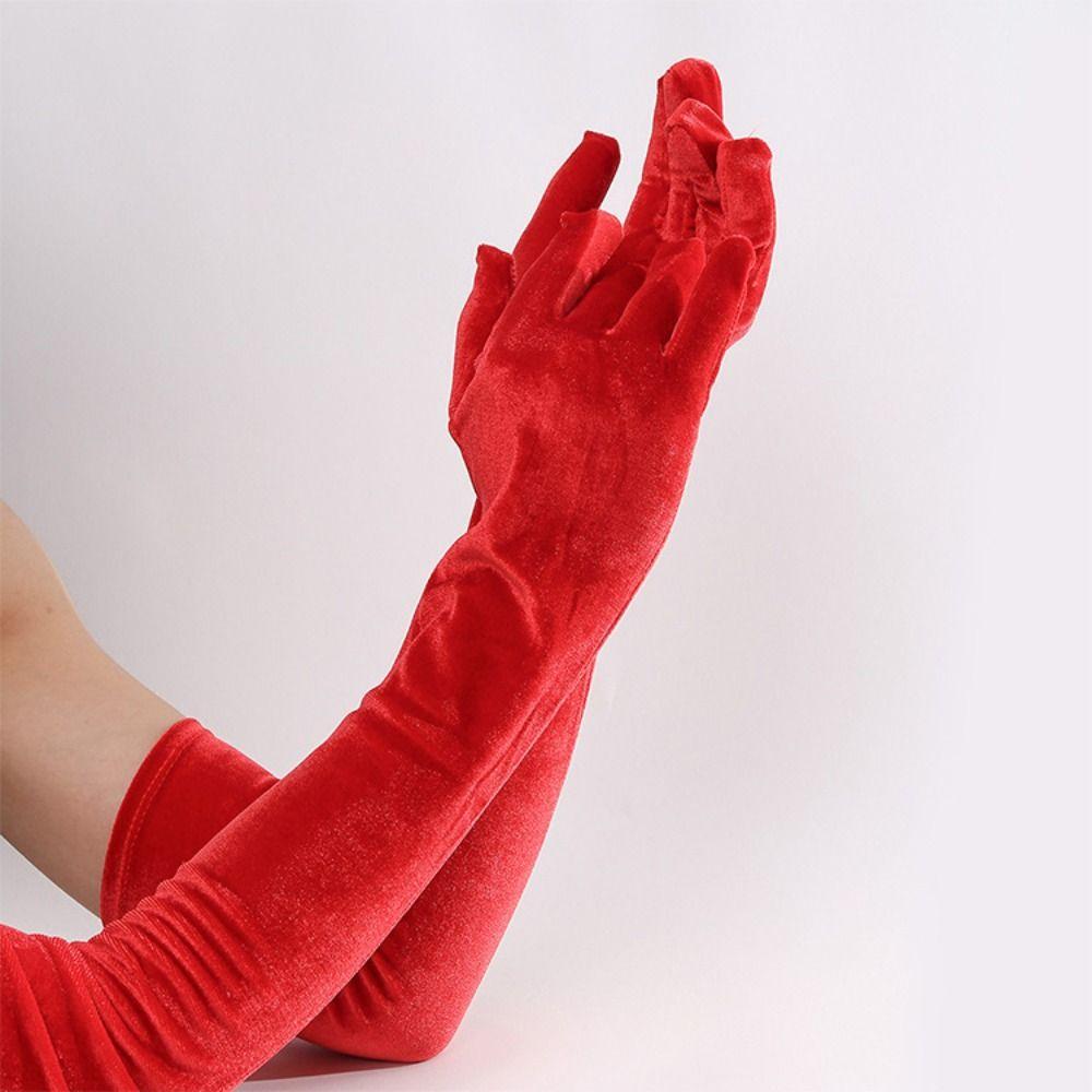 Элегантные длинные бархатные перчатки 53 см Вечерние перчатки Ретро Женские пушистые перчатки Товары для вечеринок