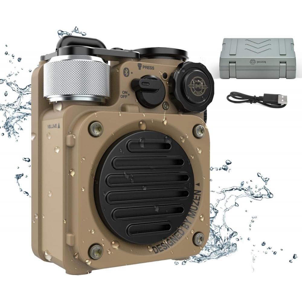 Muzen Wild Mini 2-го поколения, портативный уличный небольшой динамик с Bluetooth, водонепроницаемостью IPX5, зарядкой Type-C, 8 часов непрерывного воспроизведения, 3 режима, фонарик