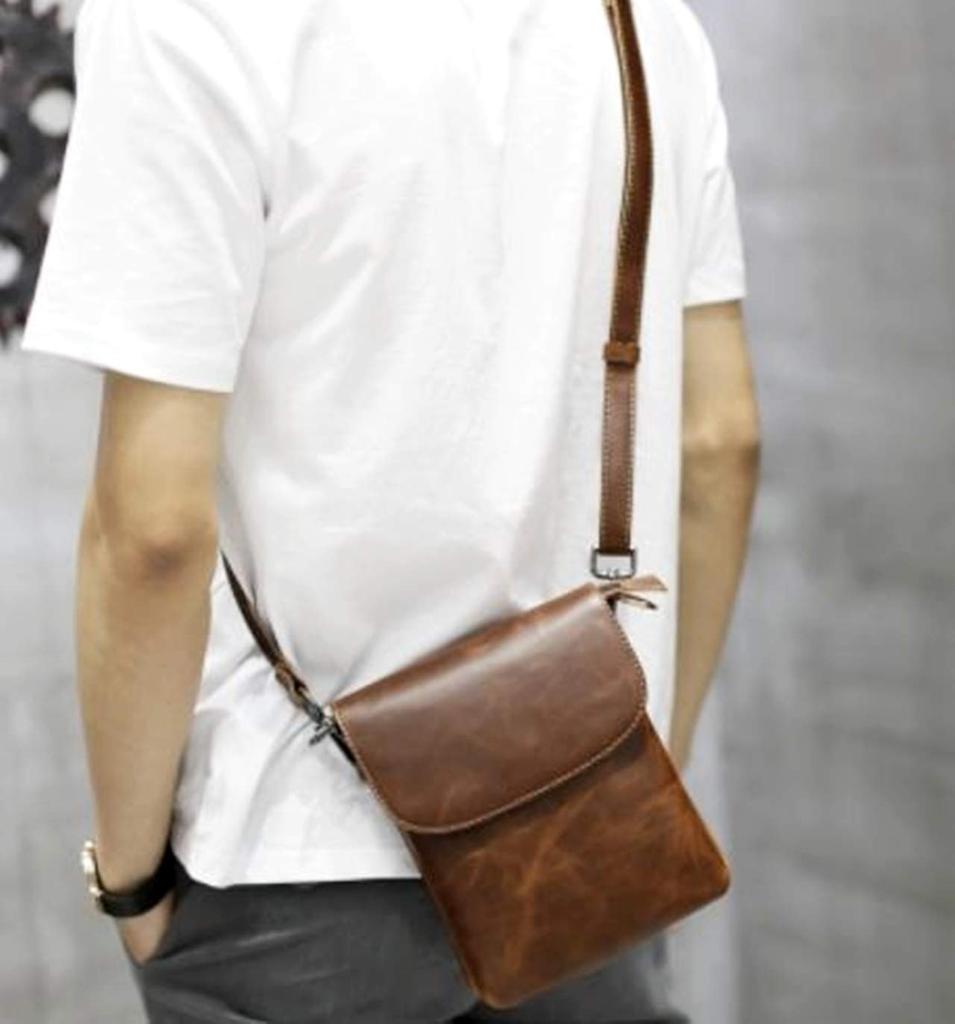 ZAZALAND Mini Shoulder Bag with Belt Detachable Shoulder Brown Pouch, Strap, 2-Way, Leather,