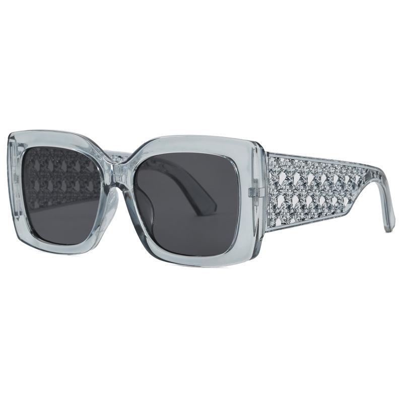 Large Frame Women's Avant-Garde Square Sunglasses with Printed Legs - Trendy Fashion