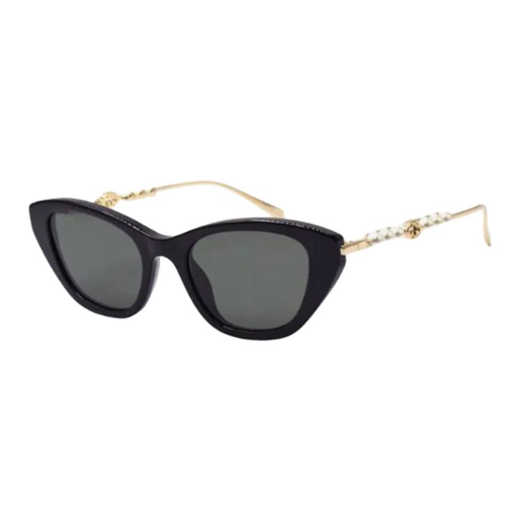 Gucci One-Piece Nose Pads Cat Eye Sunglasses Women sunglasses Black Gold GG1968S-001