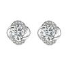 Sterling Moissanite Clover Stud Earrings Women Minimalist Floral Geometric Jewelry Gift
