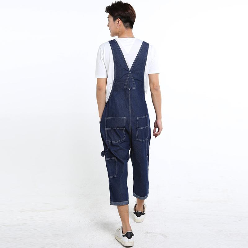 Мужские джинсовые шорты Мужской джинсовый комбинезон Большой размер Лямки Прямые брюки Светло-голубые шорты