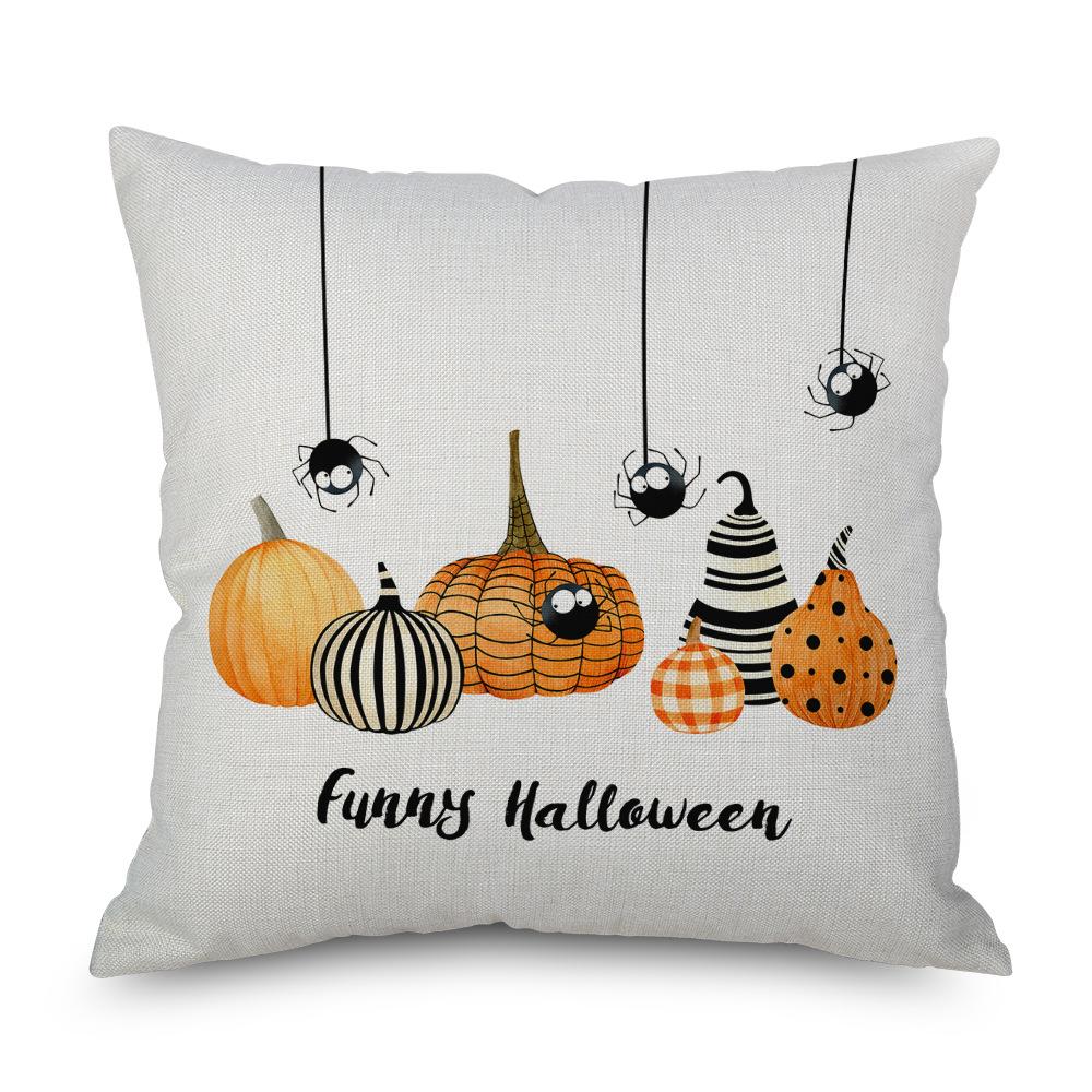 Halloween Linen Pillowcase Pumpkin Plaid Pillow Case for Bedroom Room Aesthetics Pillow Cover Luxury Designer Cushion Cover
