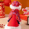 Собака Новый год ретро со шляпой Новогодний на двух лапах тонкий бархатный маленькая собачка праздничные новогодние поздравления тяговый свитер одежда для питомца