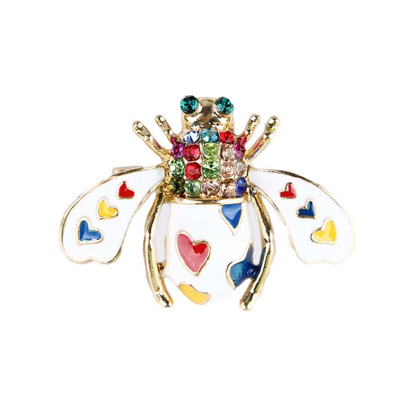 Enamel Heart Bee Insect Brooch Pin Scarf Corsage Jewelry Gift