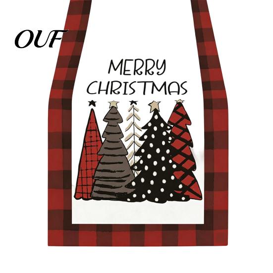 Decorative Table Runner Christmas Runner, Xmas Tree Ball Reindeer Print Seasonal Tablecloth, Winter Holiday Party Dining Decoration Washable