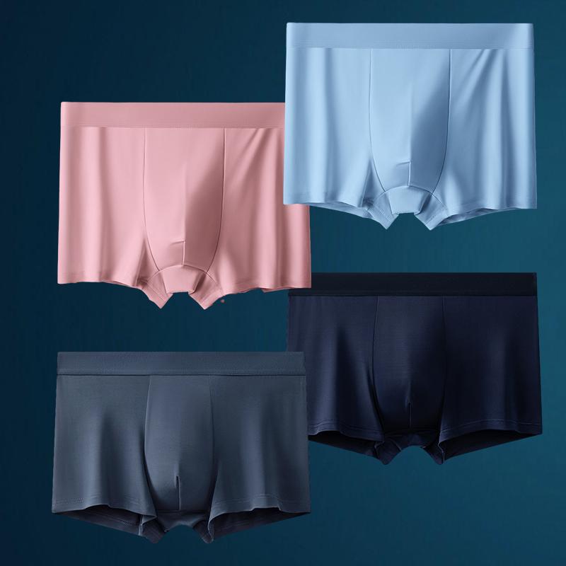 4 шт. мужское нижнее белье шелковые выпуклые боксеры бесшовные шорты брюки ледяные боксеры Homme трусы размер L-XXXL