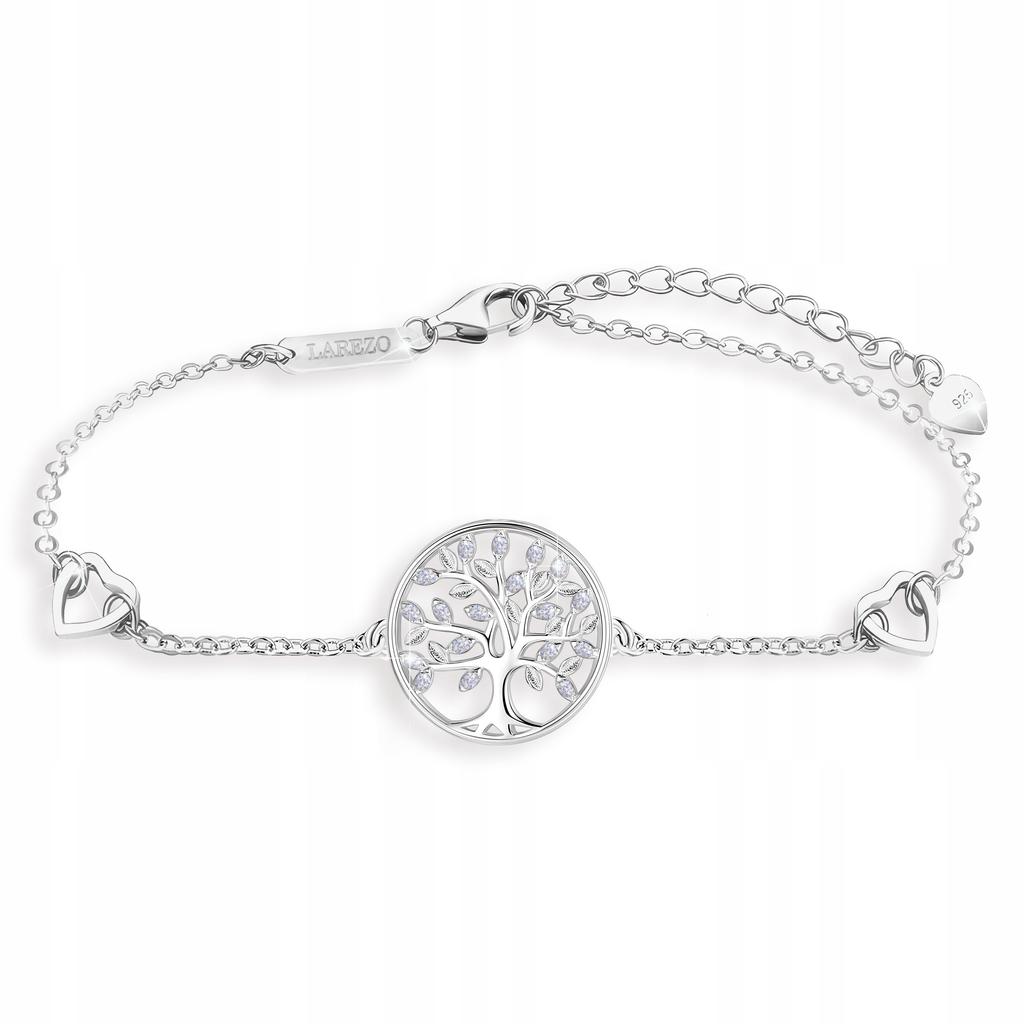 Silver Bracelet Tree of Life Tree of Happiness with Cubic Zirconia Silver 925