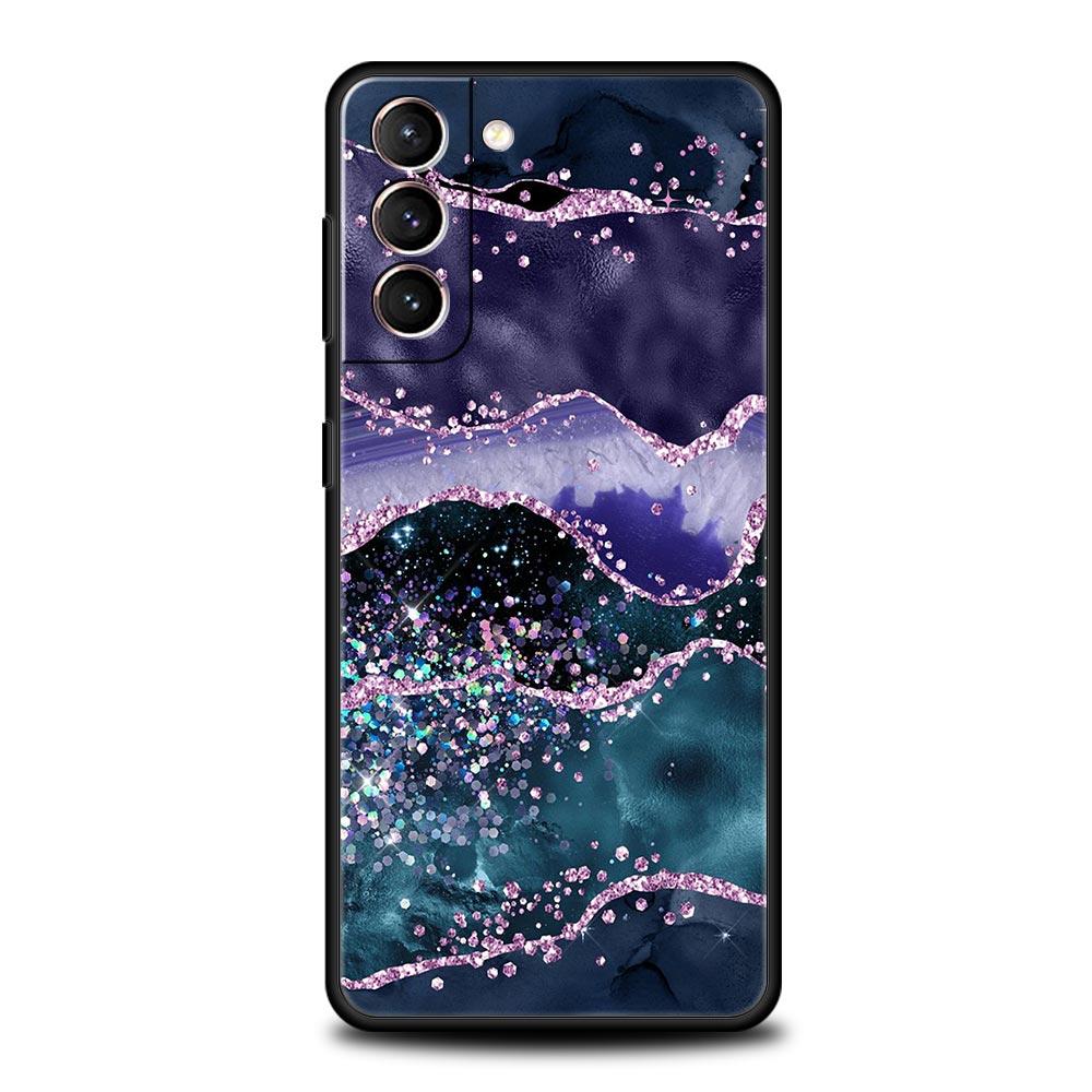 Радужный блестящий агатовый мраморный художественный чехол для телефона для Samsung Galaxy S23 S22 S21 S20 FE Ultra 5G S10 S10E S9 S8 Plus 10 20, мягкий чехол