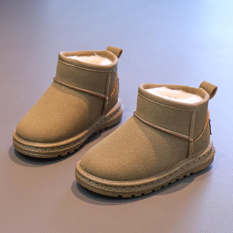 Зимние детские ботинки для мальчиков, новые универсальные зимние ботинки для девочек, утолщенные теплые плюшевые детские повседневные модные хлопковые ботинки, однотонные