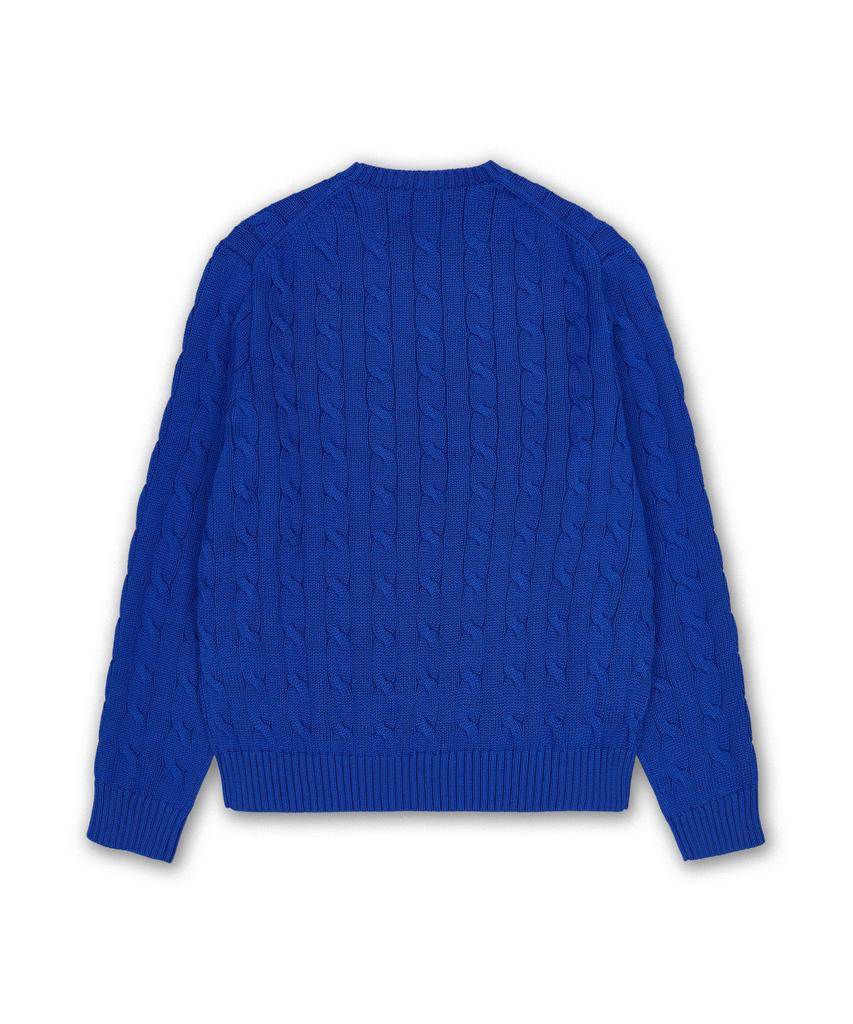 POLO RALPH LAUREN Iconic Cable Knit Flag Sweater - Blue