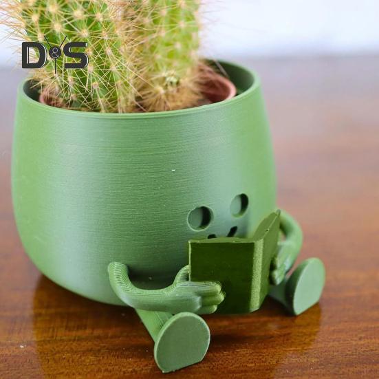 Счастливое лицо, горшок для цветов из смолы, гитара, приятель, сидящая мультяшная фигурка, суккулентный горшок для рабочего стола, кактусы, комнатные растения