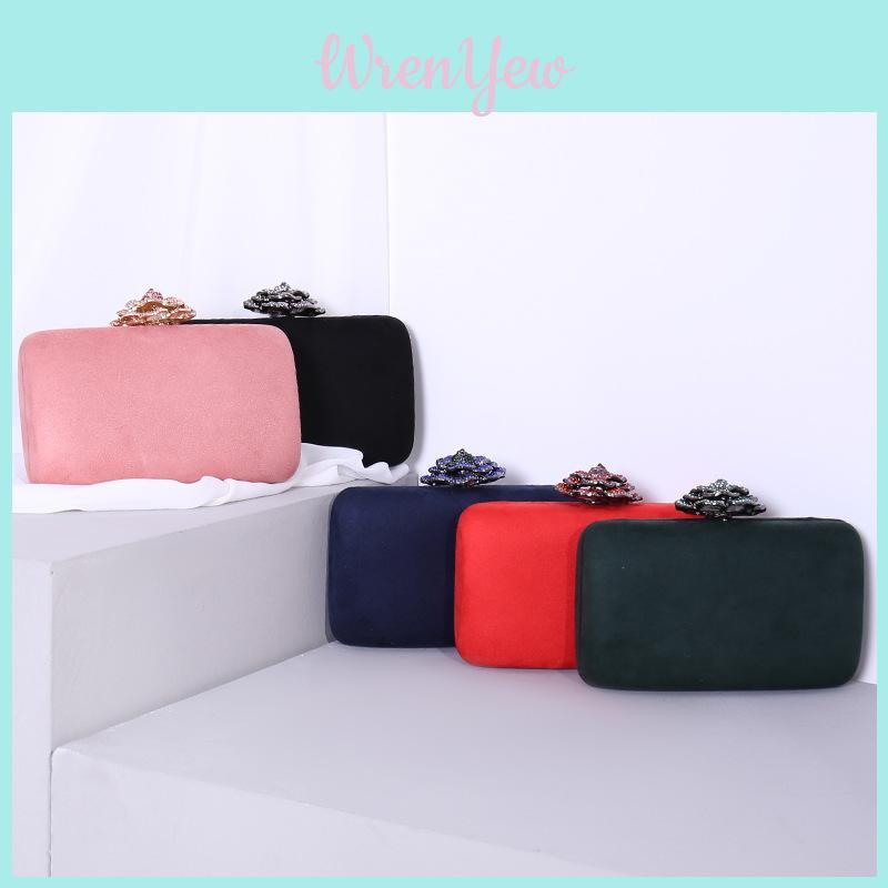 Small Square Evening Bag With Velvet Fabric And Cording Lining For Cocktail Parties