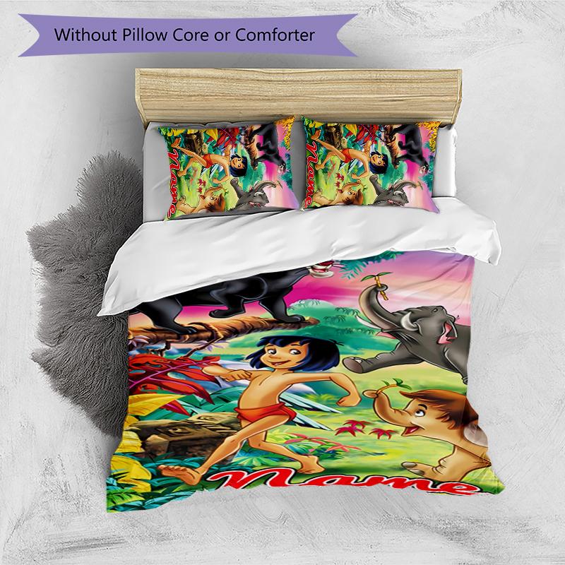 3pcs Custom Name The Jungle Book Bedding Set Duvet Cover Closure Includes 1 Duvet Cover & 2 Pillowcases for All Seasons Bedroom Decor