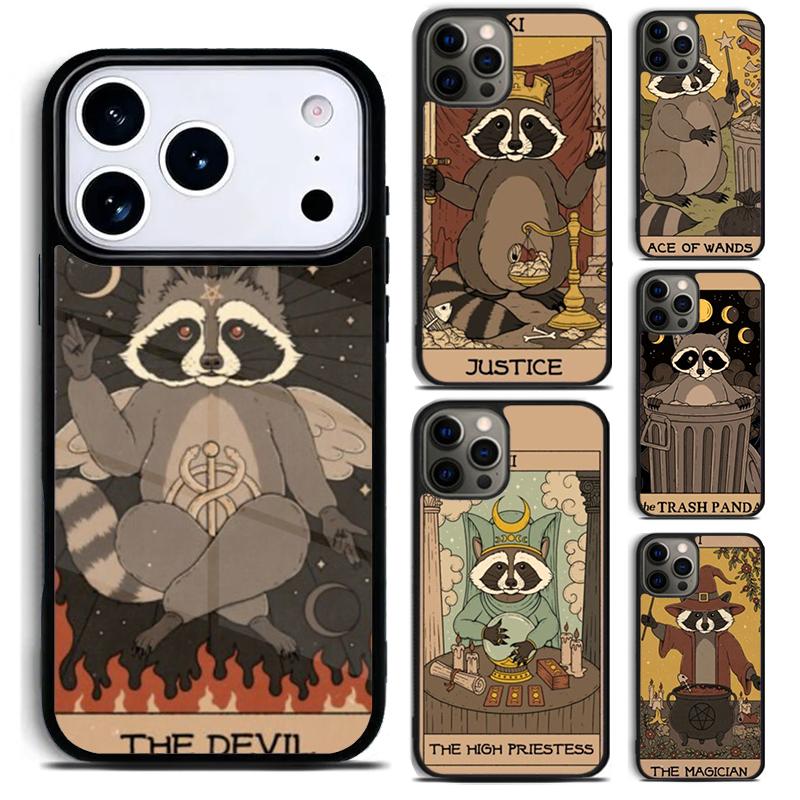 Чехол для телефона Raccoon Art Tarot для iPhone 17 16 15 Pro Max Air 14 13 12 11 Plus Ударопрочный Capa Cover