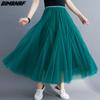 Plus Size Women Mesh Skirts Female Elastic Basic High Fashion Japanese Dress