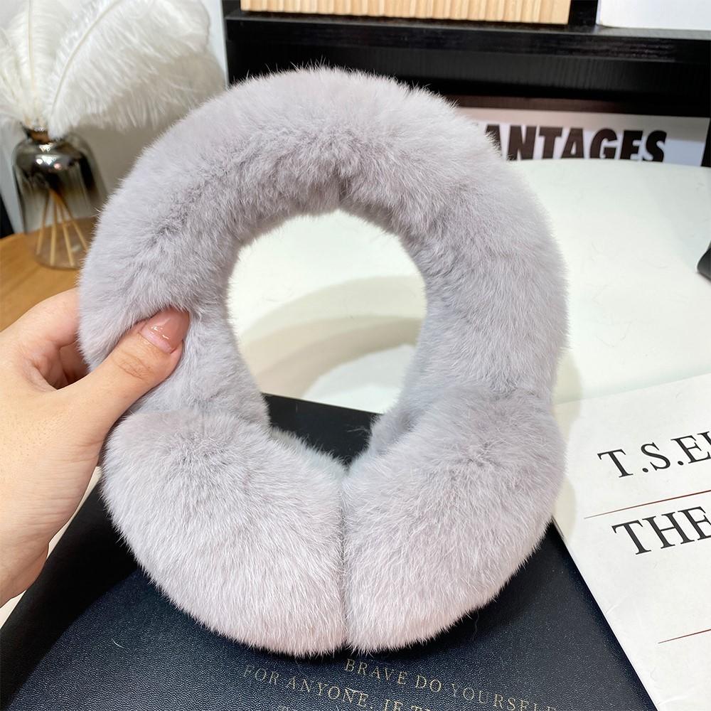 Women Winter Real Rex Rabbit Fur Earmuffs Soft Fluffy Natural Rex Rabbit Fur Ear Protection Girls Fashion Earmuffs