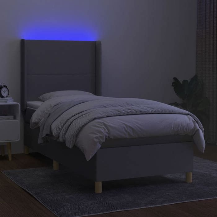 VidaXL Sommier à Lattes de Lit avec Matelas et LED, Lit Rembourré, Lit Simple, Lit Adulte de Chambre à Coucher Intérieur, 3138685