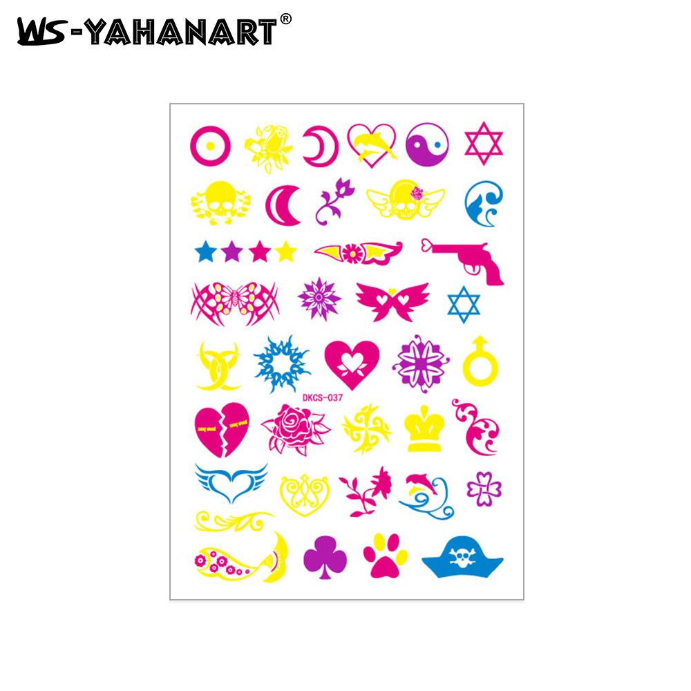 Креативная флуоресцентная наклейка-татуировка на руку с цветком, водонепроницаемая наклейка-татуировка на руку с пером