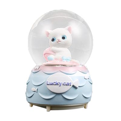Снежный шар из смолы, кот, хрустальный снежок, украшение для дома, работающее от батареек, блестящее