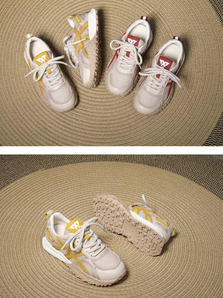 Johnature Спортивная повседневная женская обувь, дышащая сетчатая вставка, натуральная кожа, шнуровка, удобные кроссовки