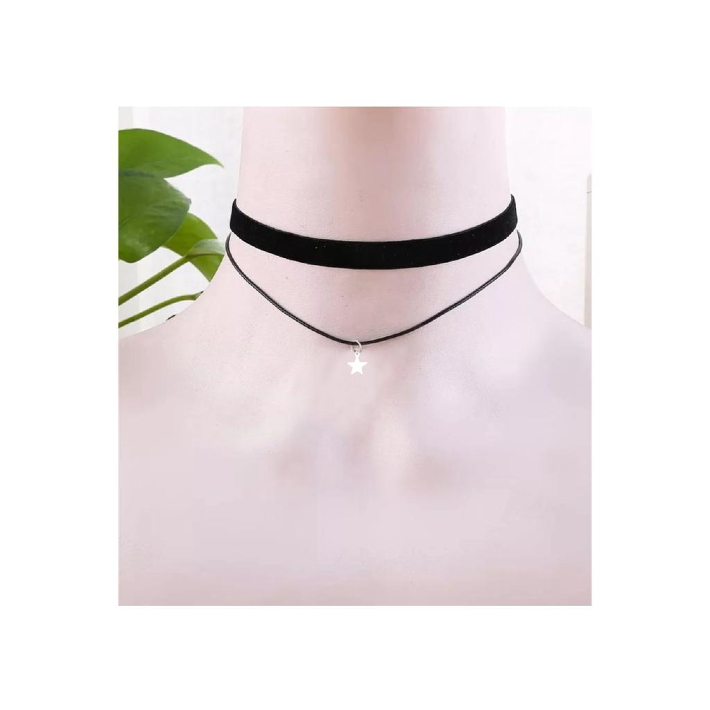 Star Detailed Double Neck Necklace Women's Choker, Women's Necklace